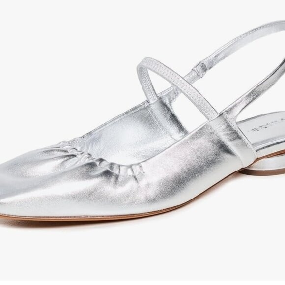 Vince Silver Leather Slingback Flat Sandal - Picture 4 of 4